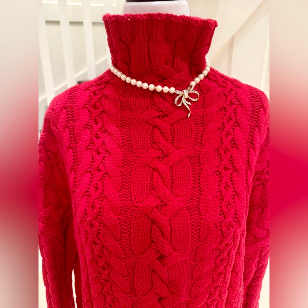 Red Cable Knit Sweater - Picture 4 of 8